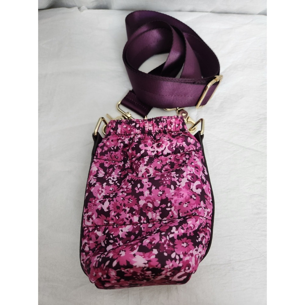 Isaac Mizrahi Water Bottle Bag Crossbody Holder Nylon Purple Pink Gold